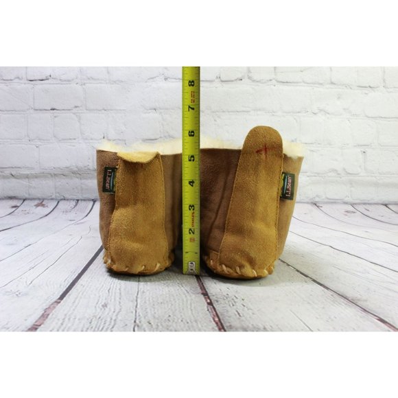 LL Bean Brown Suede Slip On Shearling Lined Ankle Slipper Boot Size 13 M - Picture 6 of 9